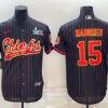 Men’s Kansas City Chiefs #15 Patrick Mahomes Black With Super Bowl LVII Patch Cool Base Stitched Baseball Jersey