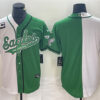 Men’s Philadelphia Eagles Blank Green White Split With 3-star C Patch Cool Base Stitched Baseball Jersey