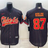 Men’s Kansas City Chiefs #87 Travis Kelce Black With Patch Cool Base Stitched Baseball Jersey