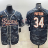 Men’s Chicago Bears Blank #34 Walter Payton Grey Camo With Patch Cool Base Stitched Baseball Jerseys
