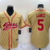 Men’s San Francisco 49ers #5 Trey Lance Gold Stitched Cool Base Nike Baseball Jersey
