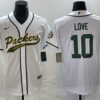 Men’s Green Bay Packers #10 Jordan Love White Cool Base Stitched Baseball Jersey