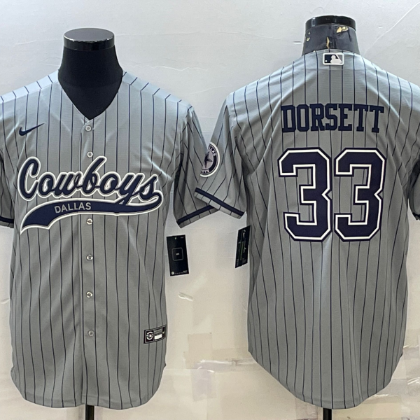 Men’s Dallas Cowboys #33 Tony Dorsett Grey With Patch Cool Base Stitched Baseball Jersey