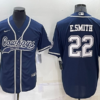 Men’s Dallas Cowboys #22 Emmitt Smith Navy Blue Stitched Cool Base Nike Baseball Jersey