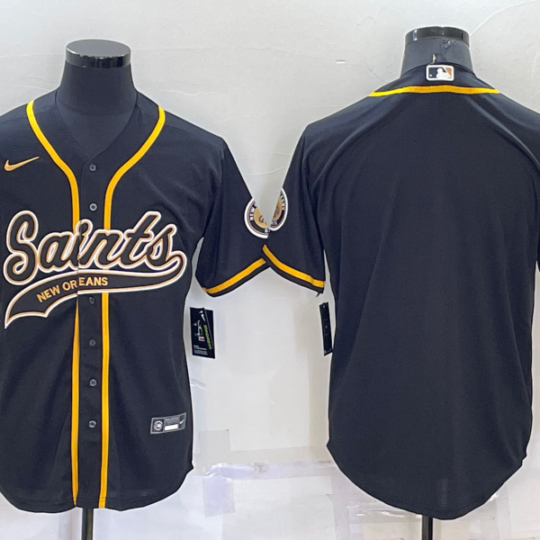 Men’s New Orleans Saints Blank Black Stitched Cool Base Nike Baseball Jersey
