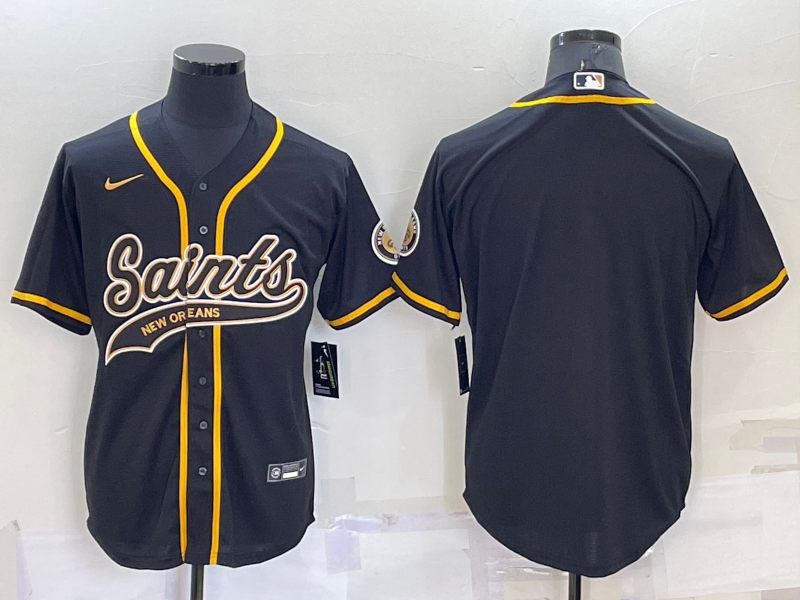 Men’s New Orleans Saints Blank Black Stitched Cool Base Nike Baseball Jersey