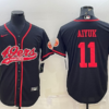 Men’s San Francisco 49ers #11 Brandon Aiyuk Black With Patch Cool Base Stitched Baseball Jersey