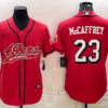 Men’s San Francisco 49ers #23 Christian McCaffrey Red Color Rush With Patch Cool Base Stitched Baseball Jersey