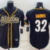 Men’s Pittsburgh Steelers #32 Franco Harris Black With Patch Cool Base Stitched Baseball Jersey
