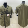 Men’s Pittsburgh Steelers Blank Olive Salute to Service Cool Base Stitched Baseball Jersey