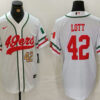 Men’s San Francisco 49ers #42 Ronnie Lott Number White Mexico Cool Base Stitched Baseball Jersey
