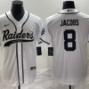 Men’s Las Vegas Raiders #8 Josh Jacobs White Cool Base Stitched Baseball Jersey