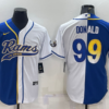 Men’s Los Angeles Rams #99 Aaron Donald Royal White Split With Patch Cool Base Stitched Baseball Jersey