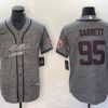Men’s Cleveland Browns #95 Myles Garrett Gray With Patch Cool Base Stitched Baseball Jersey