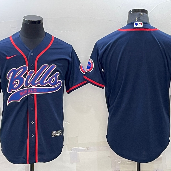 Men’s Buffalo Bills Blank Navy Blue Stitched MLB Cool Base Nike Baseball Jersey