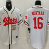 Men’s San Francisco 49ers #16 Joe Montana Number White Mexico Cool Base Stitched Baseball Jersey