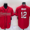 Men’s Tampa Bay Buccaneers #12 Tom Brady Red Stitched Cool Base Nike Baseball Jersey