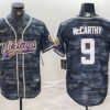 Men’s Minnesota Vikings #9 J.J. McCarthy Gray Camo Cool Base Stitched Baseball Jersey