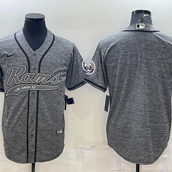 Men’s Los Angeles Rams Blank Grey Gridiron Cool Base Stitched Baseball Jersey