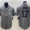 Men’s Las Vegas Raiders #17 Davante Adams Gray With Patch Cool Base Stitched Baseball Jersey