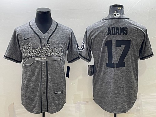 Men’s Las Vegas Raiders #17 Davante Adams Gray With Patch Cool Base Stitched Baseball Jersey