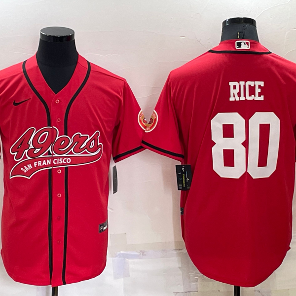 Men’s San Francisco 49ers #80 Jerry Rice Red Stitched Cool Base Nike Baseball Jersey
