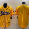 Men’s Baltimore Ravens Blank Yellow With Patch Cool Base Stitched Baseball Jersey