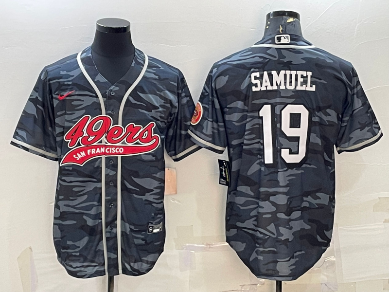 Men’s San Francisco 49ers #19 Deebo Samuel Grey Camo With Patch Cool Base Stitched Baseball Jersey