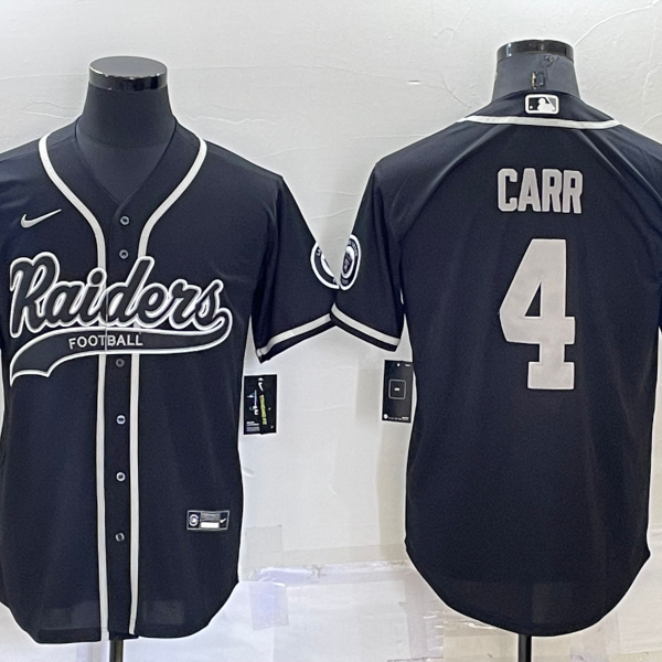 Men’s Las Vegas Raiders #4 Derek Carr Black Stitched MLB Cool Base Nike Baseball Jersey