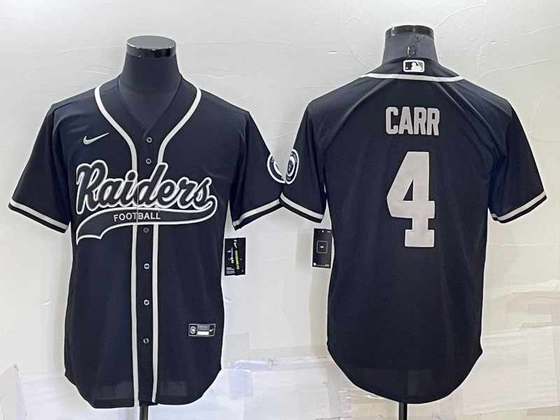 Men’s Las Vegas Raiders #4 Derek Carr Black Stitched MLB Cool Base Nike Baseball Jersey