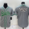 Men’s Philadelphia Eagles Grey Team Big Logo With Patch Cool Base Stitched Baseball Jersey