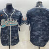 Men’s Miami Dolphins Blank Gray Camo With Patch Cool Base Stitched Baseball Jersey