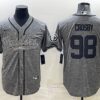 Men’s Las Vegas Raiders #98 Maxx Crosby Gray With Patch Cool Base Stitched Baseball Jersey
