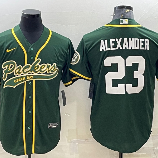 Men’s Green Bay Packers #23 Jaire Alexander Green With Patch Cool Base Stitched Baseball Jersey