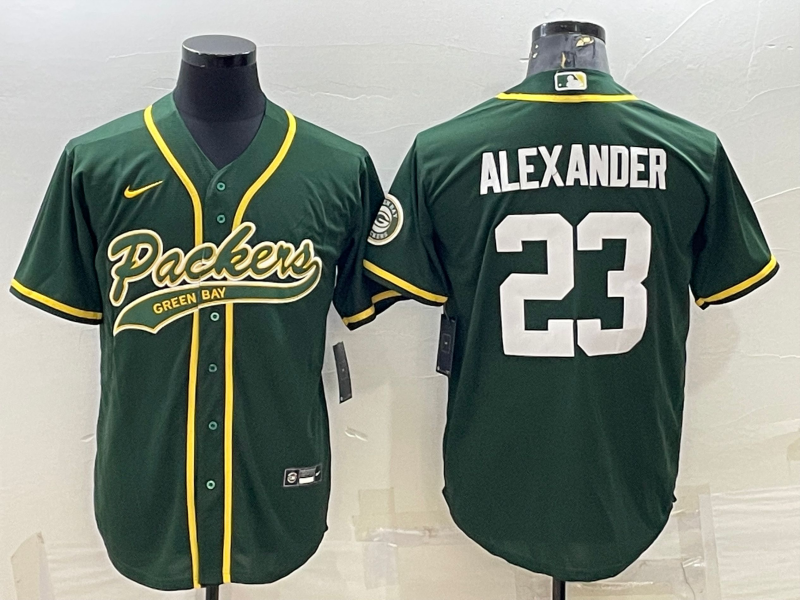Men’s Green Bay Packers #23 Jaire Alexander Green With Patch Cool Base Stitched Baseball Jersey