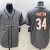 Men’s Chicago Bears #34 Walter Payton Gray With Patch Cool Base Stitched Baseball Jersey