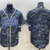 Men’s Indianapolis Colts Blank Gray Camo With Patch Cool Base Stitched Baseball Jersey