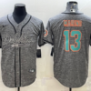 Men’s Miami Dolphins #13 Dan Marino Grey Gridiron With Patch Cool Base Stitched Baseball Jersey