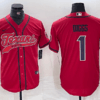 Men’s Houston Texans #1 Stefon Diggs Red With Patch Cool Base Stitched Baseball Jersey