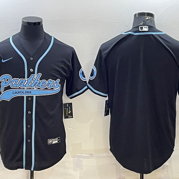 Men’s Carolina Panthers Blank Black With Patch Cool Base Stitched Baseball Jersey