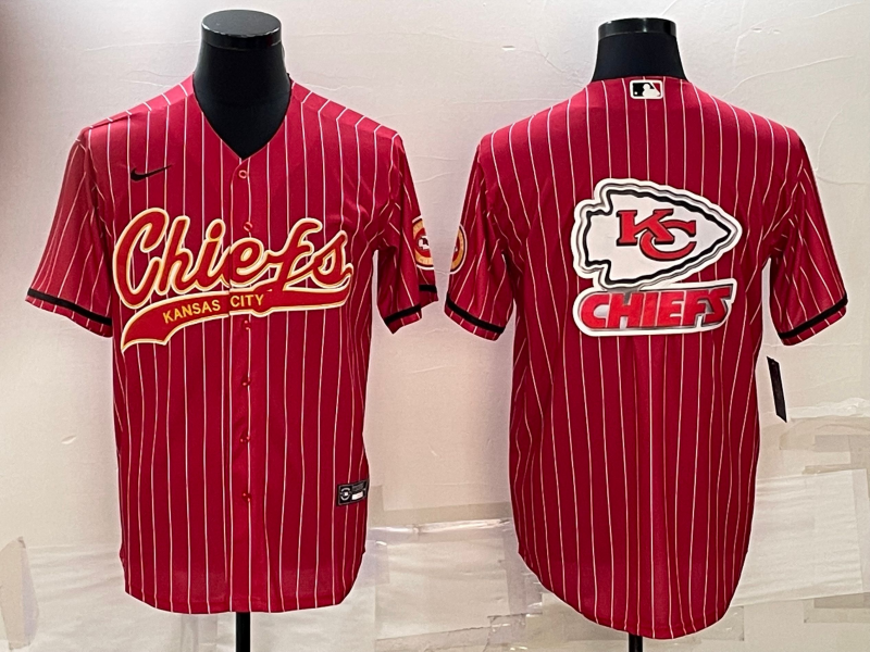 Men’s Kansas City Chiefs Red Team Big Logo With Patch Cool Base Stitched Baseball Jersey