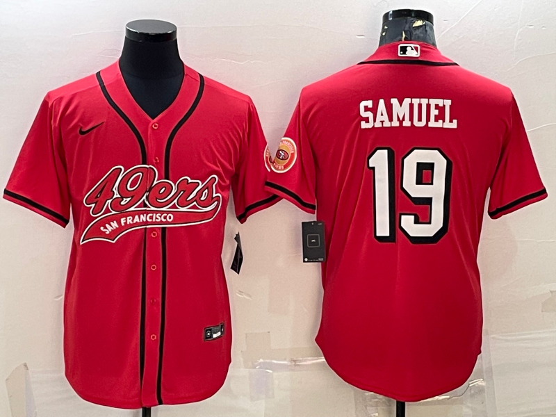 Men’s San Francisco 49ers #19 Deebo Samuel Red Color Rush With Patch Cool Base Stitched Baseball Jersey