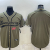 Men’s Tampa Bay Buccaneers Blank Olive Salute to Service Cool Base Stitched Baseball Jersey