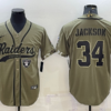 Men’s Las Vegas Raiders #34 Bo Jackson 2022 Olive Salute to Service Cool Base Stitched Baseball Jersey
