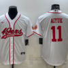 Men’s San Francisco 49ers #11 Brandon Aiyuk White With Patch Cool Base Stitched Baseball Jersey