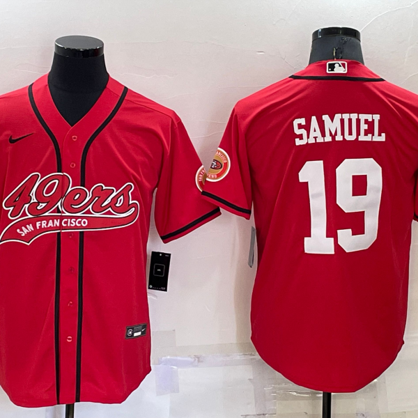 Men’s San Francisco 49ers #19 Deebo Samuel Red Stitched Cool Base Nike Baseball Jersey