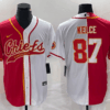 Men’s Kansas City Chiefs #87 Travis Kelce Red White Two Tone Cool Base Stitched Baseball Jersey