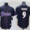 Men’s Baltimore Ravens #9 Justin Tucker Black With Patch Cool Base Stitched Baseball Jersey