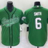 Men’s Philadelphia Eagles #6 DeVonta Smith Green Cool Base Stitched Baseball Jersey