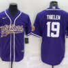 Men’s Minnesota Vikings #19 Adam Thielen Purple With Patch Cool Base Stitched Baseball Jersey